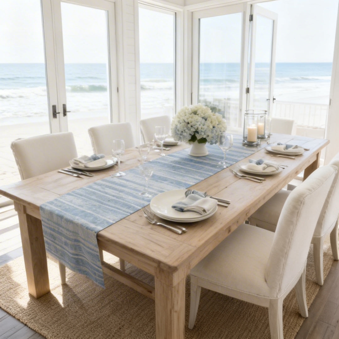 Light Blue Washed Stripe Table Runner