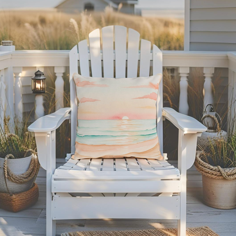 Sunset Beach Outdoor Pillow