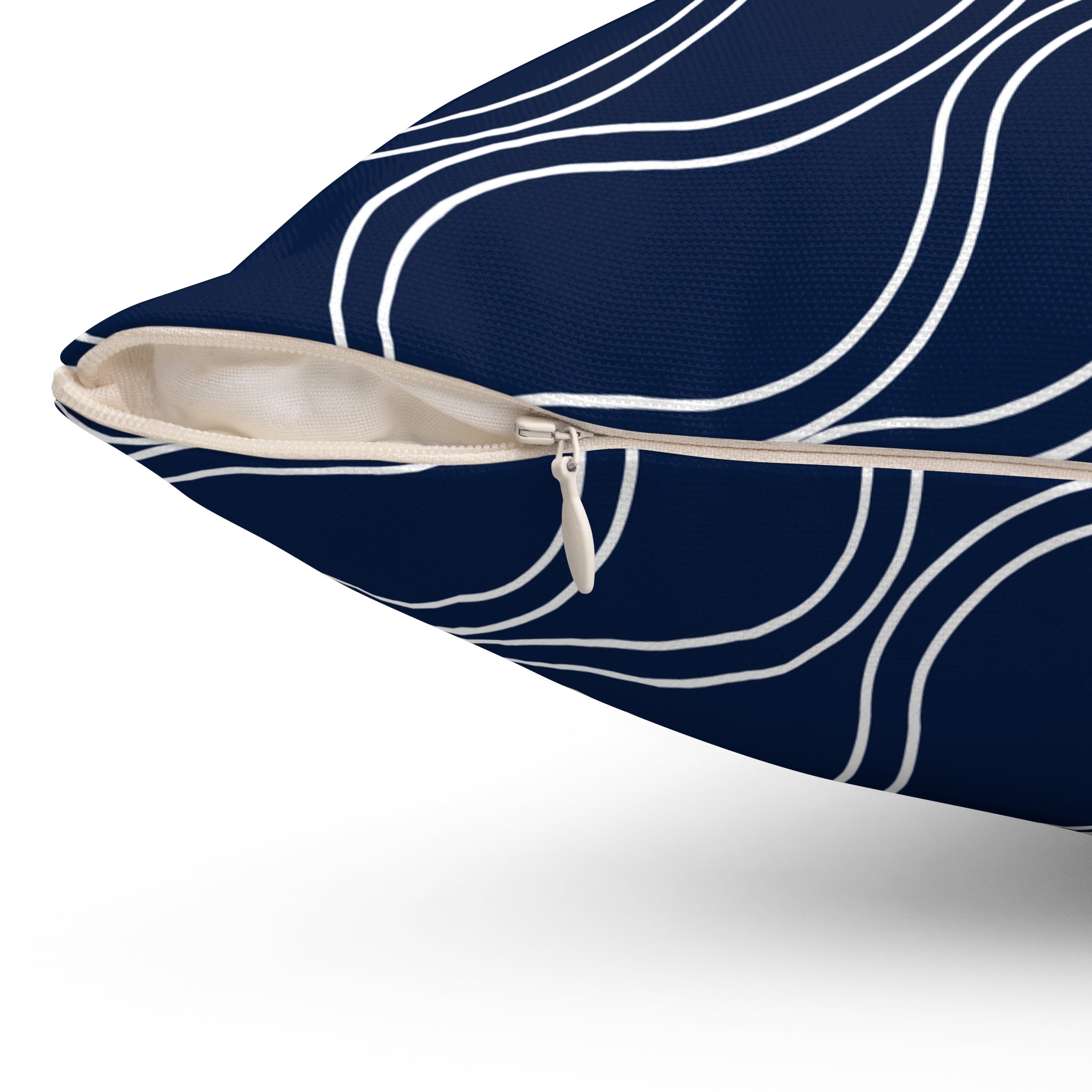 Navy Blue Coastal Wave Throw Pillow