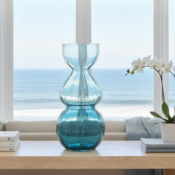 Coastal Handcrafted Decorative Opulent Bauble Glass Vase