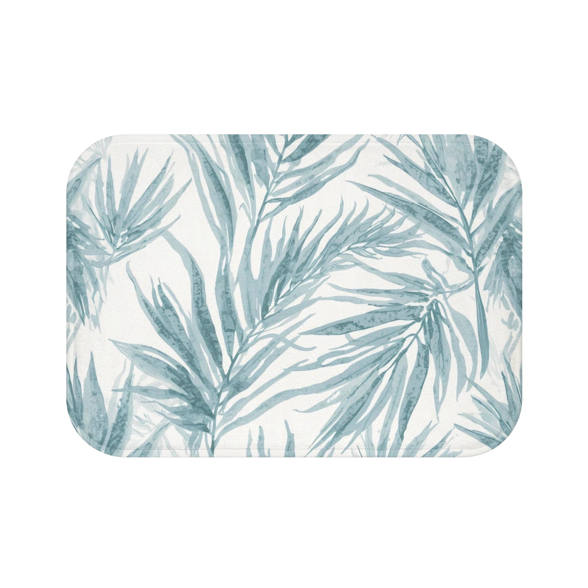 Tropical Blue Palm Memory Foam Bath Mat