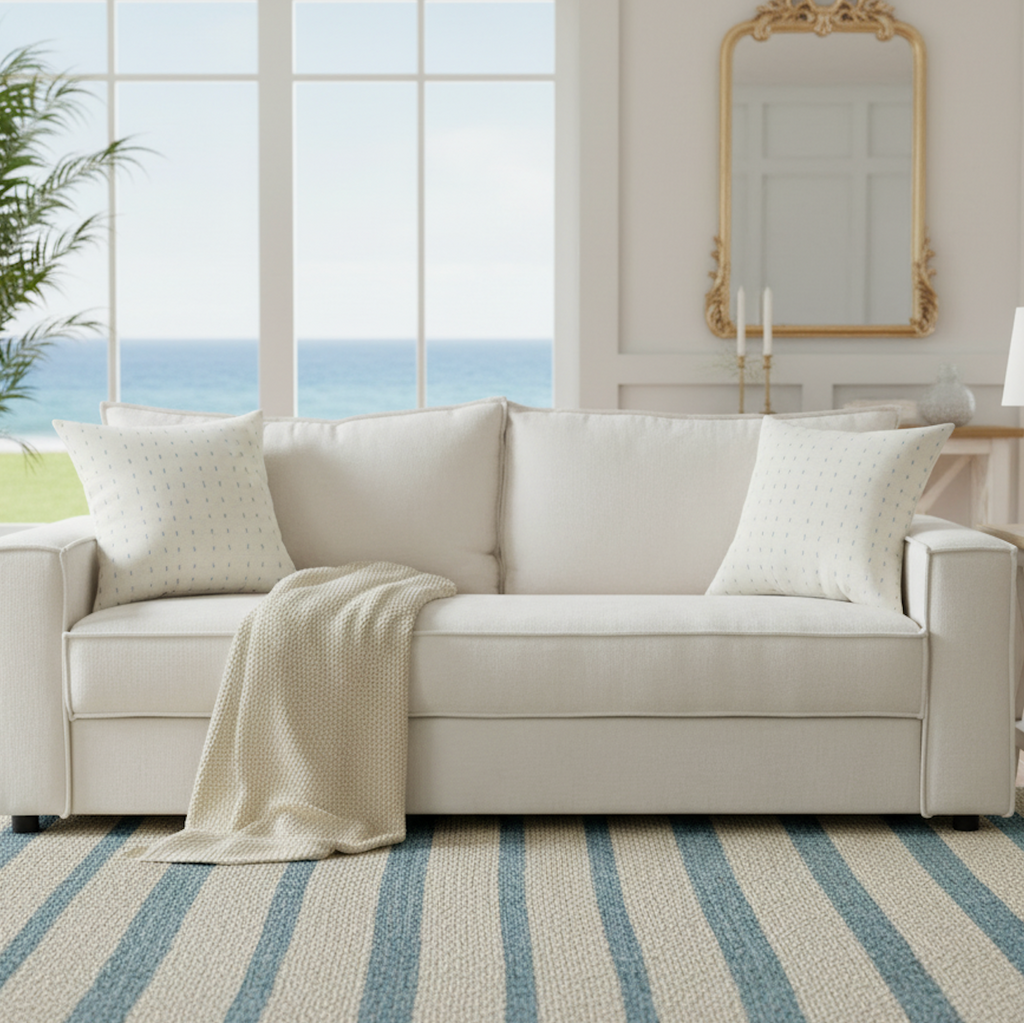 Turquoise Polka Dot Coastal Throw Pillow