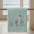 White Egret Bird Terrycloth Guest Hand Towel